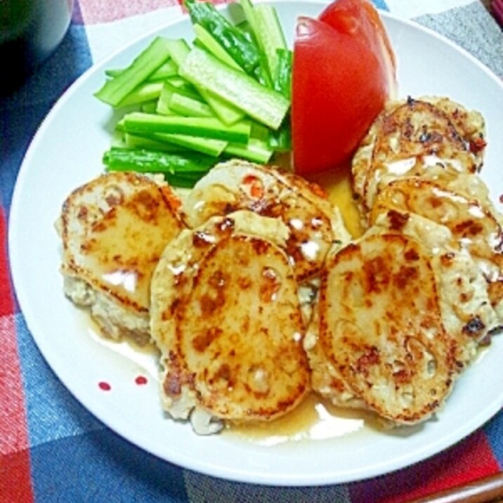 豆腐でふわふわ☆れんこんバーグ